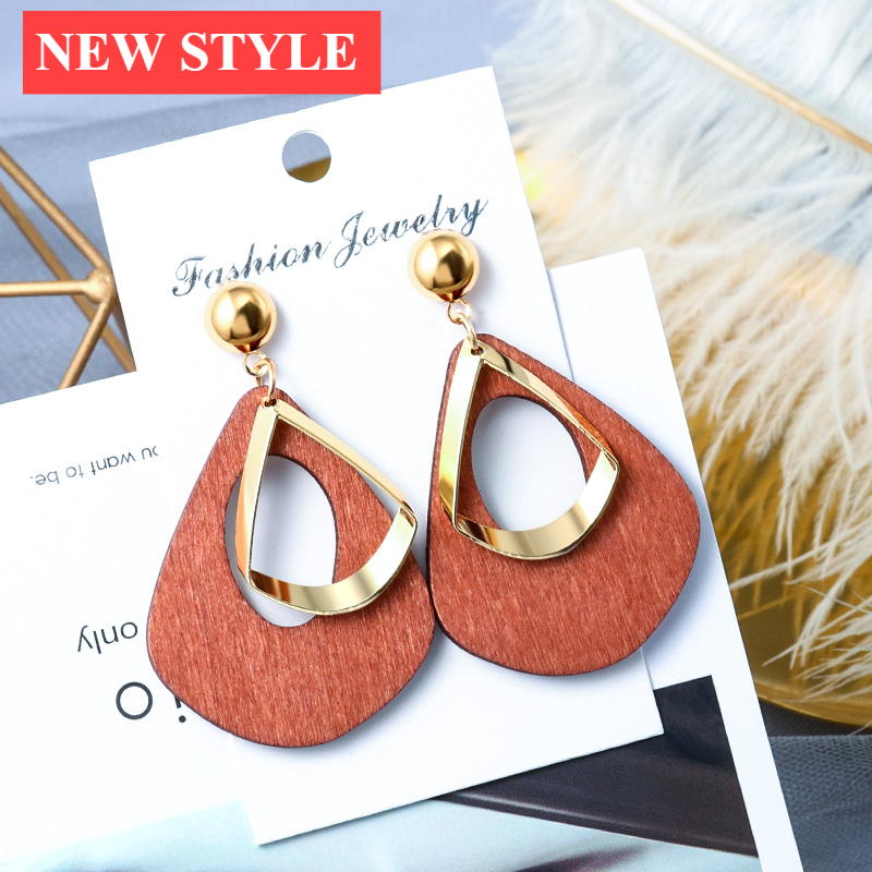 New Elegant Luxury Vintage Geometric Gold Dangle Drop Earrings For Women And Female Wedding