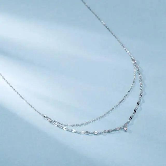 925 Sterling Silver Elegant Sequin Zircon Double Layer Choker Necklace for Women - Fine Silver Elegant Sequin Zircon Choker Necklace - ALLURELATION - 572, aesthetic jewelry, Birthday gift for Girlfriend, Birthday gift for wife, Choker Necklace, christmas gifts, cute Fashion jewelry, Elegant Jewelry, Elegant Necklaces, Fashion Choker, fashion jewelry, Jewelry, Necklace, Necklaces for women, Trending jewelry, trending necklaces, women Necklaces - Stevvex.com