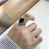 925 Sterling Silver Vintage Retro Design Black Agate Charms Rings for Women - Simple Personality Wild Rings Fine