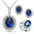 Luxury Elegant Juwelery Set For Ladies IN Blue Crystal Stone Wedding Jewelry Style  For Brides Silver Color Necklace Set For Women