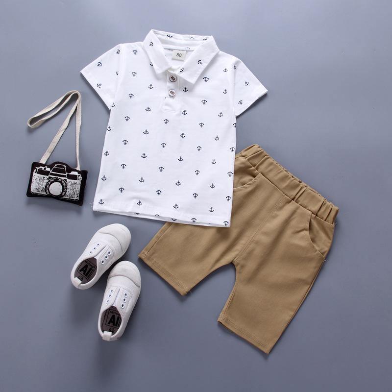 Modern Luxury Baby Boys T shirt And Shorts Anchor Printed Children's Clothing in Elegant  Deisgn