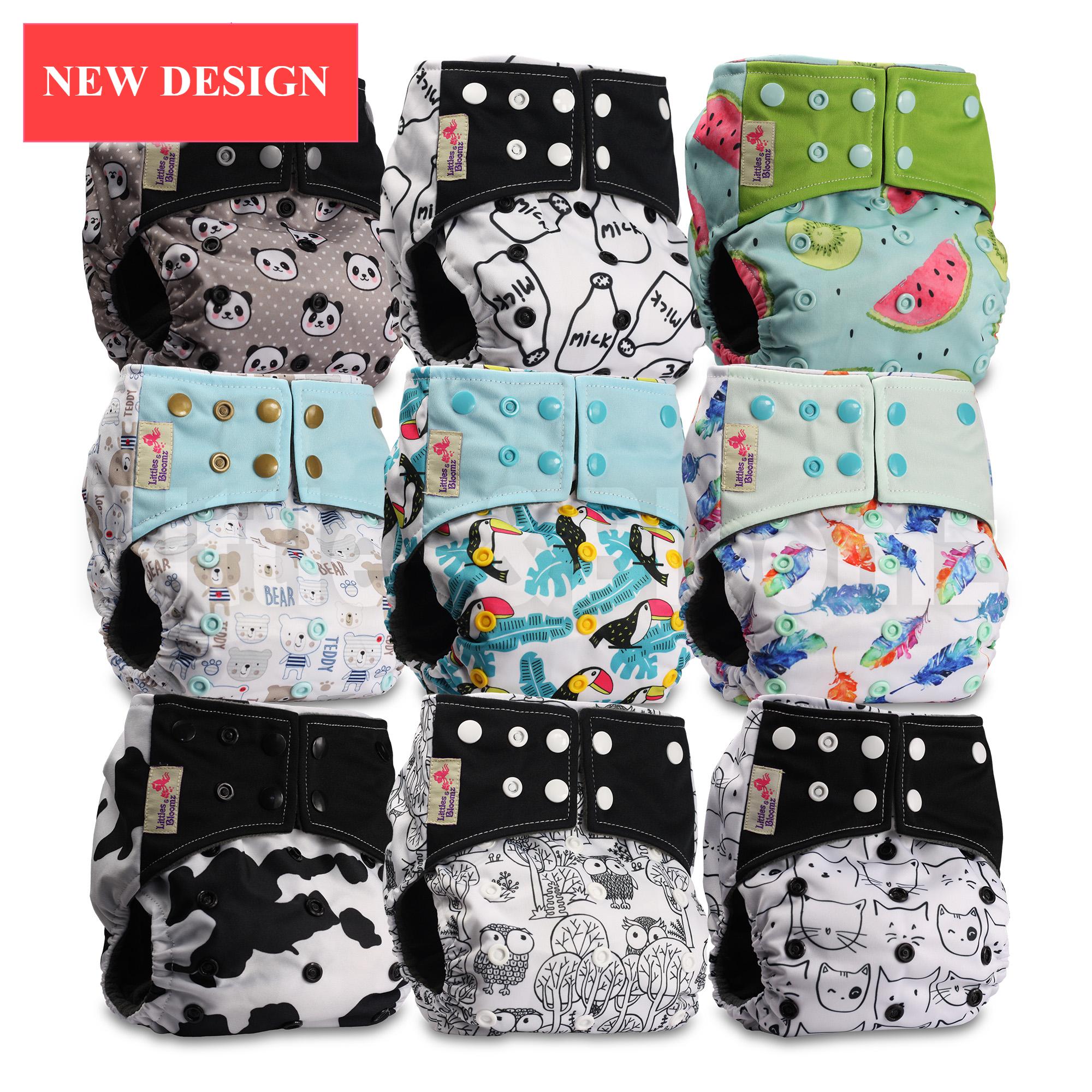 Modern 9/6PCS Set Bamboo Charcoal Washable Real Cloth Pocket NappiesFor Baby Boys and Girls Diaper Set In Modern Design