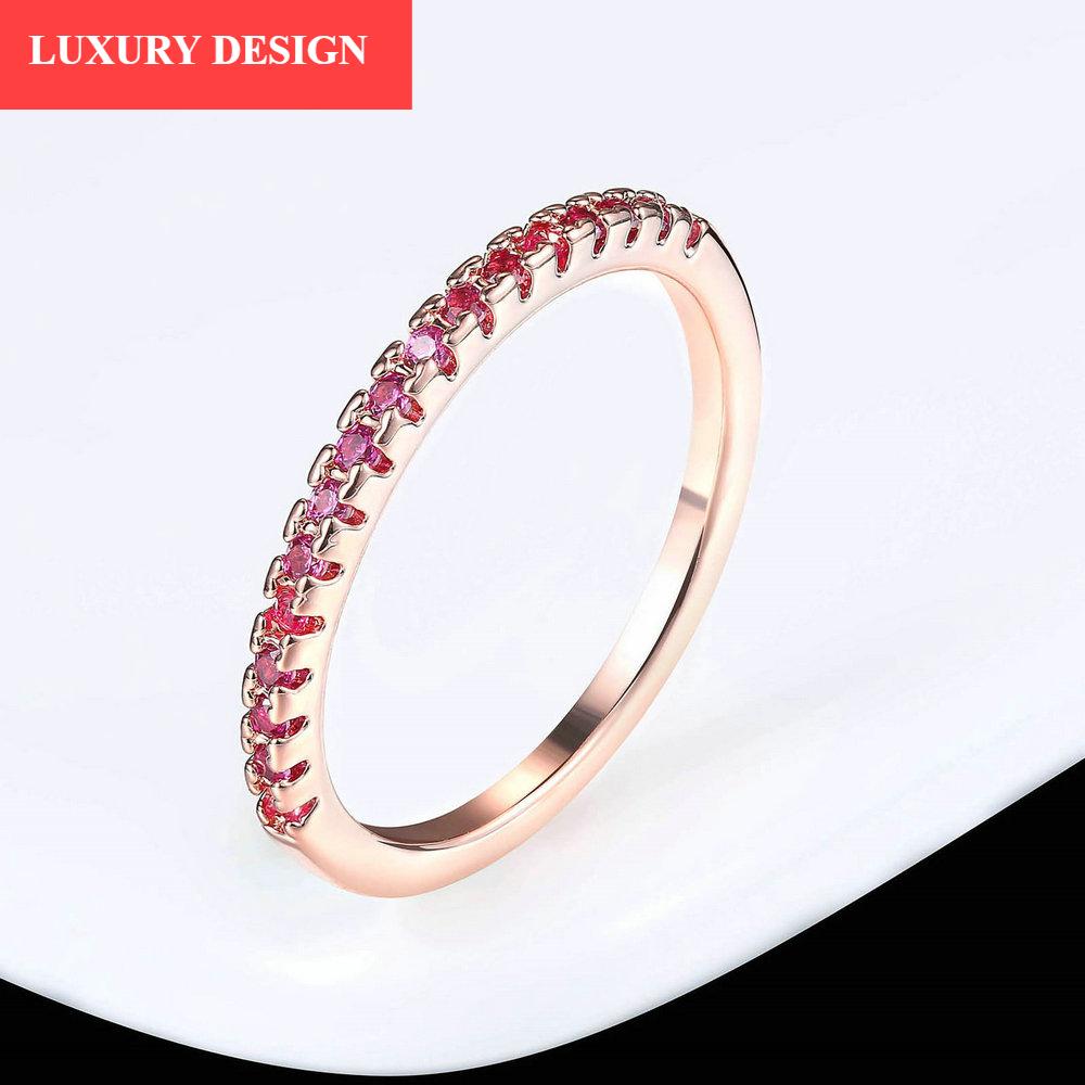 Luxury Diamond Wedding Ring For Women In Shiny Modern Classical Multicolor Mini Cubic Zirconia Rose Gold Style Color Cubic Zirconia Jewelry