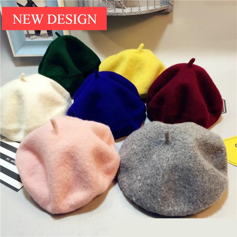 Baby Hat Beret British Painter Bud Of Pure Wool Cap For Girls In Modern New Retro Design