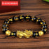 Luxury Black Obsidian Stone Beads Bracelet Gold Color Buddha Good Luck Wealth Bracelets for Women and Men