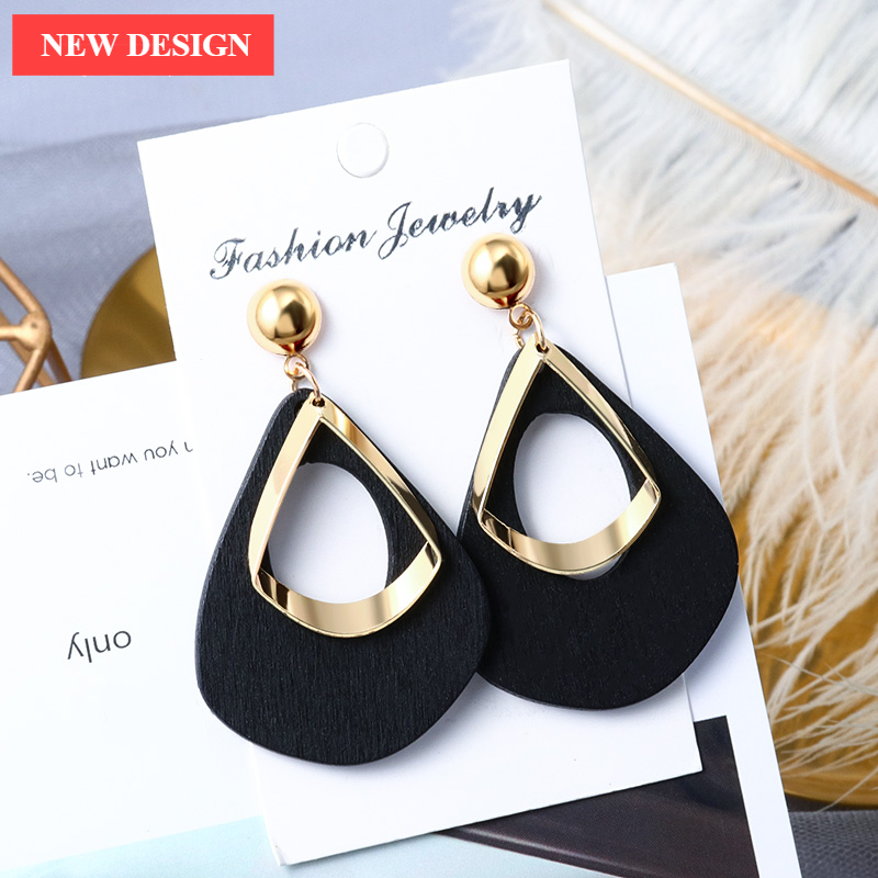 New Elegant Luxury Vintage Geometric Gold Dangle Drop Earrings For Women And Female Wedding