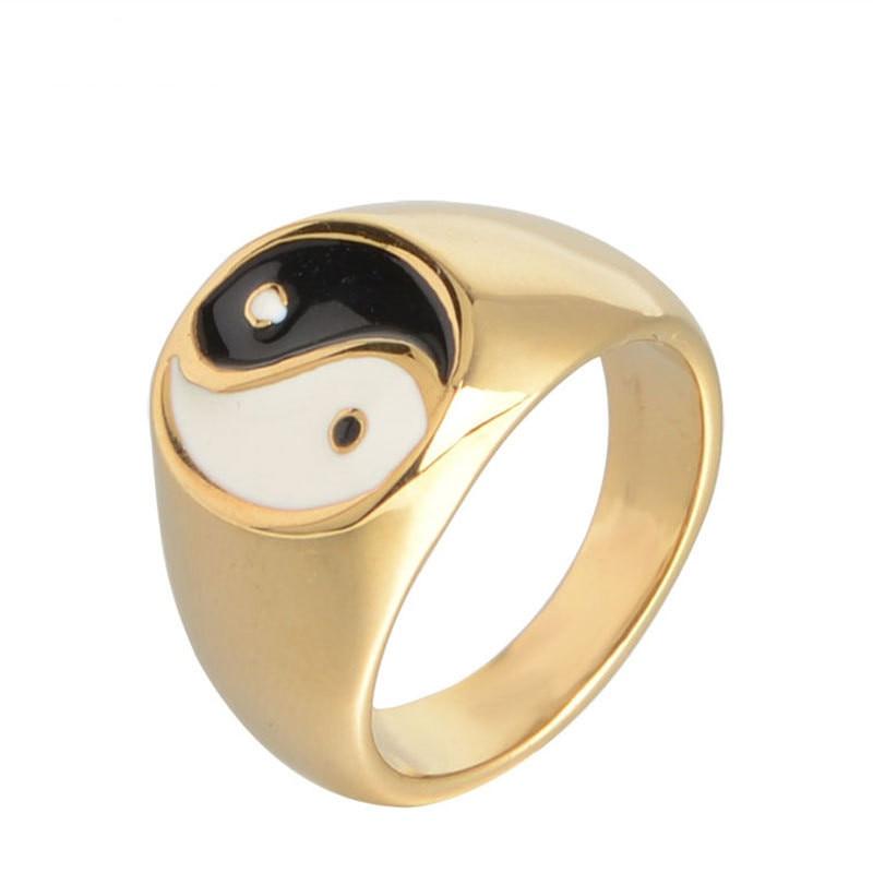 Trendy Jewelry Taoist Bagua Yin Yang Tai Chi Men's Balance Ring Chinese Style Chinese Culture Elegant Rings