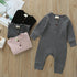 Infant Baby Boy Girl Cotton Romper Knitted Ribbed Jumpsuit Solid Clothes Warm Outfit For Kids