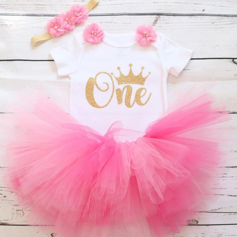 New 1st Birthday Tutu Baby Infant Christening Cake Dresses for Party Kids 1 Year Baby Girl For  Birthday Party