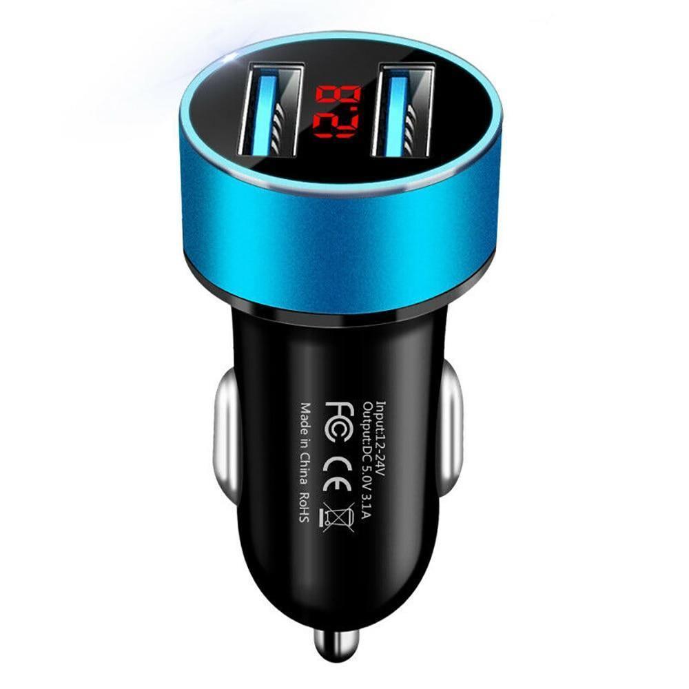 LED Universal 4.8A Car Charger Mobile Phone Fast Charging Adapter in Car With Display Quick Charge Dual USB