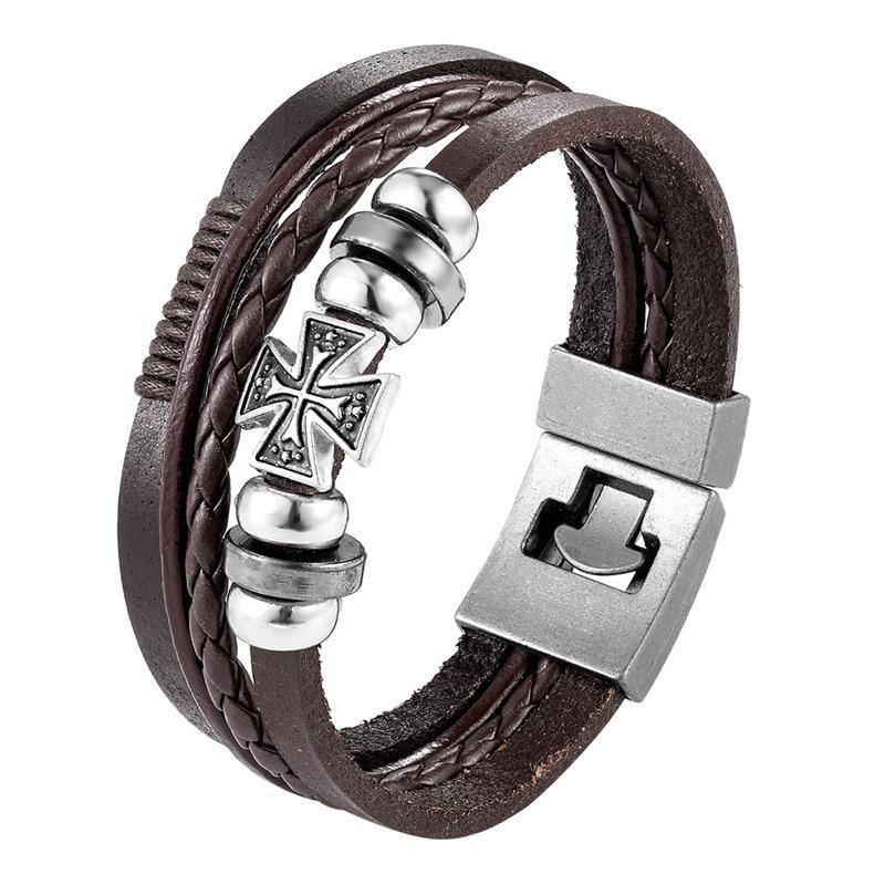 Trendy Modern Jewelry Leather Bracelet Men Braided Multilayer Anchor Bracelets Ladies Rope Chain for Male Jewelry Classic Style