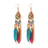 Handmade Modern Elegant Golden Silver Color Ethnic Acrylic Luxury Rainbow Beads Feather Drop Earrings for Women Boho Jewlery