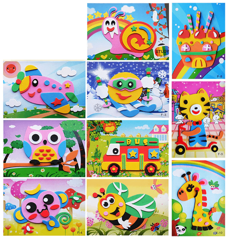 10 designs/lot  Cartoon 3D EVA Foam Sticker Puzzle Series Kids Multi-patterns Styles Toys for Children Birthday Gift