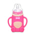 Infant Cartoon Baby Cute Feeding Glass Bottle Safe Silicone Milk Bottle With Handle Newborn Drink Training Colorful Feeding Bottles