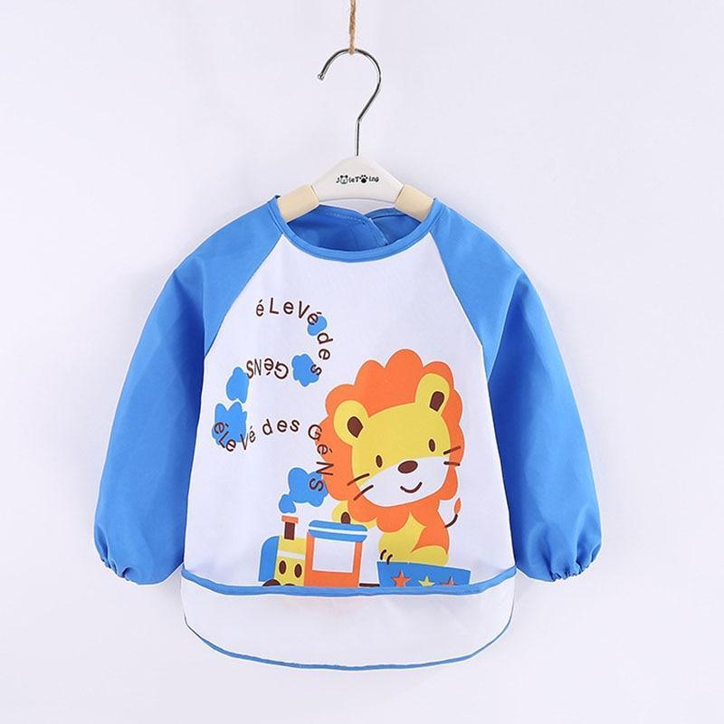 Cute Cartoon Print Baby Waterproof Long Sleeve Apron Children Feeding Smock Bib Baby Accessories