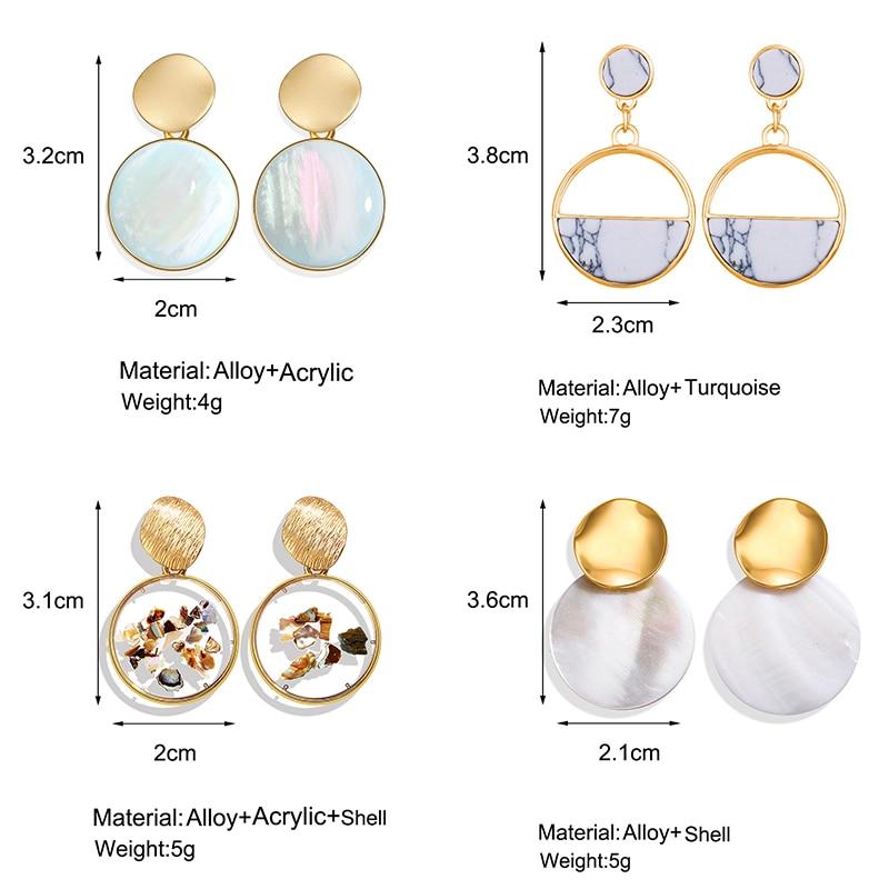 New Luxury Elegant Geometric Shell Dangle Earrings For Women In Round Small Drop Design