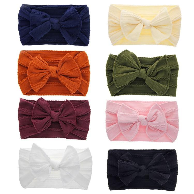 Big Bow Soft Nylon Headbands Flower Print Nylon Turban Hairband Oversize Bunny Bow For Baby Kids