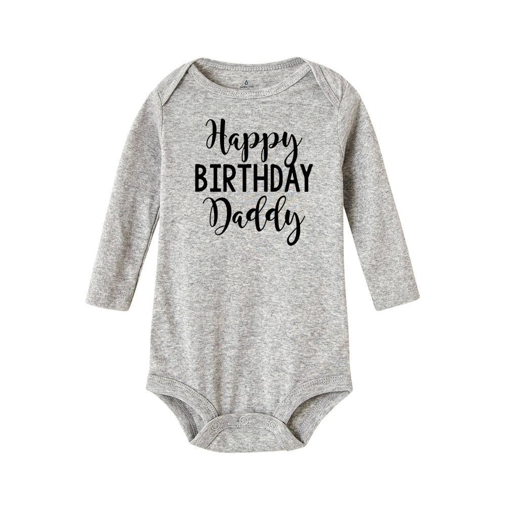 Happy Birthday Daddy Newborn Kids Baby Boys Girls Infant Long Sleeve Jumpsuit ROmper In Modern Designs With Party  Print