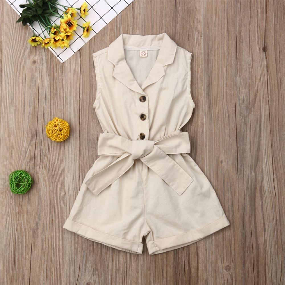 Luxury Elegant Summer Kids Girls Clothes Waistband Drawstring Romper Jumpsuit For Girls And Kids