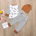 Modern Newborn Baby Boy Clothes Feather T shirt Tops Strip Pants Set For Kids