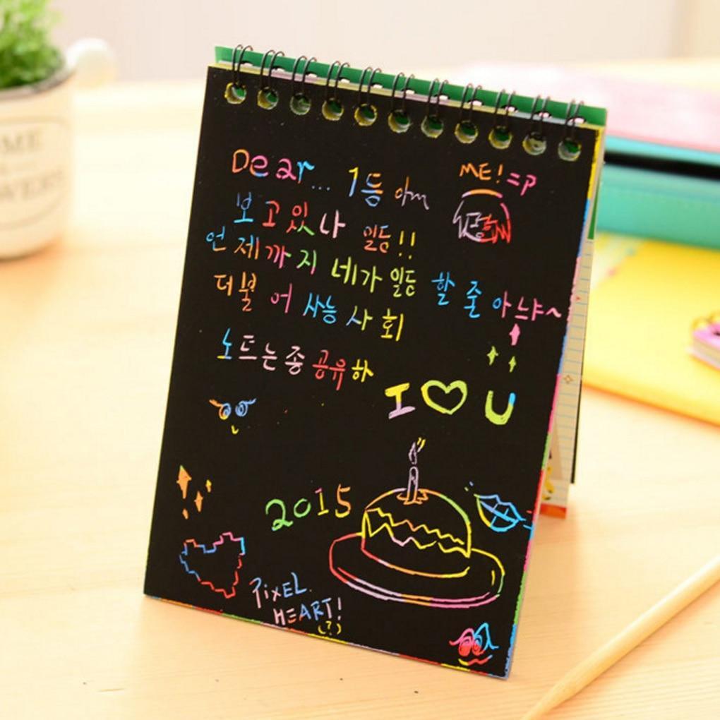 Magic Book Colorful Dazzle Scratch Note Sketchbook Paper Graffiti Coils Drawing Book Children Education Book