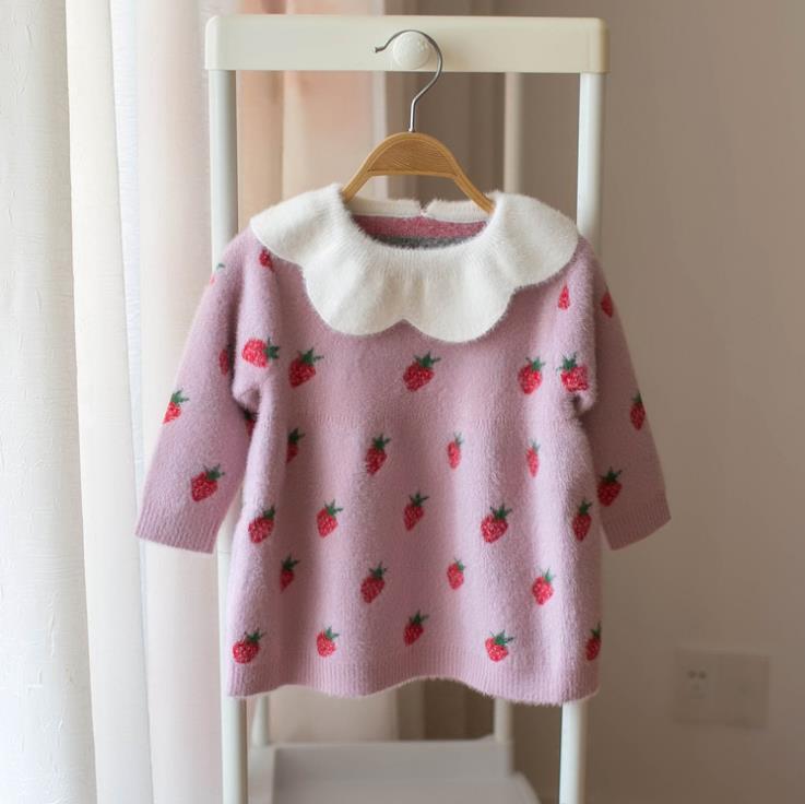 Modern Cotton Warm Winter Knitted Clothes Infant Toddler Top Dress For Girls Kids