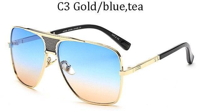 Modern Luxury Fashion Metal Gradient Square Big Frame Men's Sunglasses Brand Design Driving Sunglasses Retro Glasses Oculos De Sol