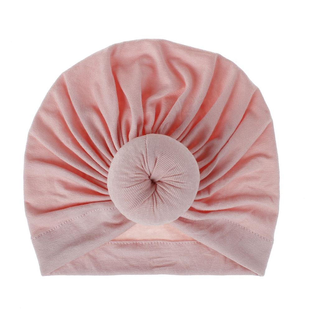 Handmade Pleated Flower Babies' Knitted Cotton Cloth Turban For Baby Girls In Elegant Style