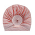 Handmade Pleated Flower Babies' Knitted Cotton Cloth Turban For Baby Girls In Elegant Style