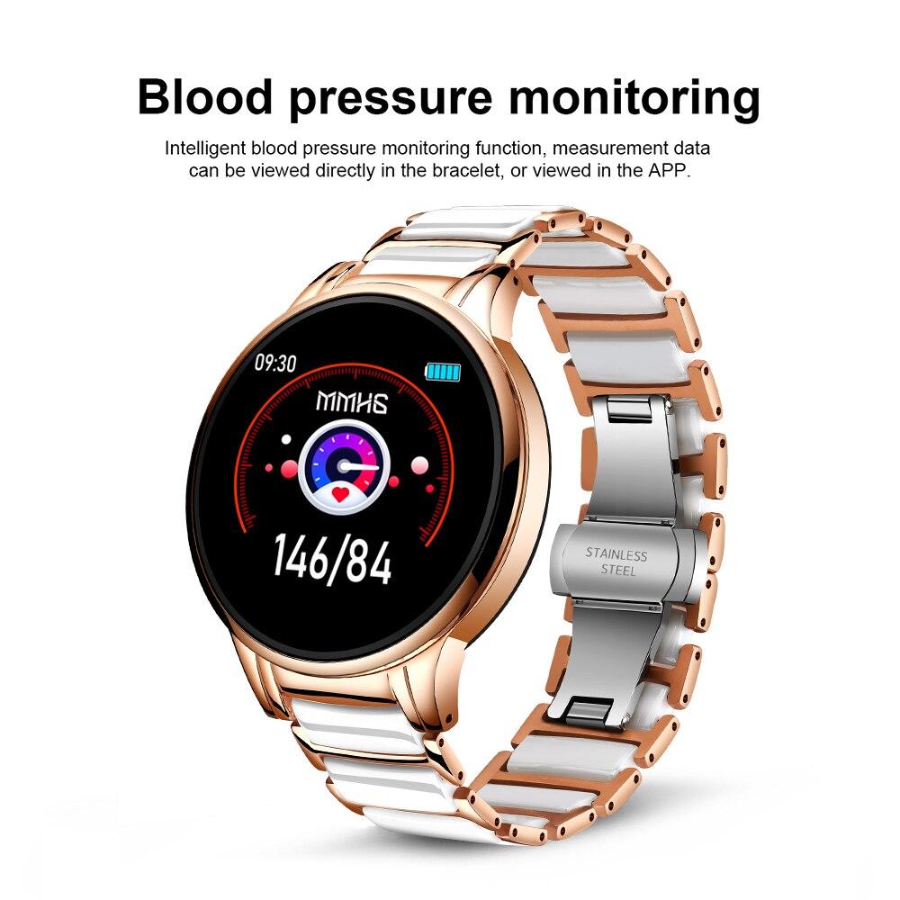 New Ceramic Smart Sport Fitness Watch For Women With Heart Rate Blood Pressure Monitor For Android and  IOS Sistems Sport Multifunctional Steel Belt Smartwatch