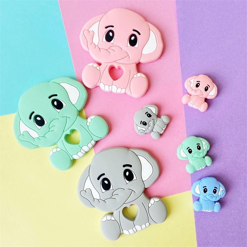 Cartoons Silicone Teether Mini Elephant  Animal Rodents Chewable Toys  Products For Parents Baby Boys And Girls