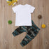 Hip Hop Short Sleeve Summer Toddler Infant Like A Boss Letter Tops T-Shirt and Pants Set For Baby Boy Kids In Military Style