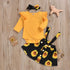 Baby Girls New Fashion Sunflower Floral Romper Toddler Dress Newborn Headband Outfits Girl Sundress Clothes Set