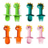 New Baby Feeding Spoon Fork Set Short Easy  Cartoon Dinosaur Soft Silicone  Teether Toys Non-hurt Training Tableware