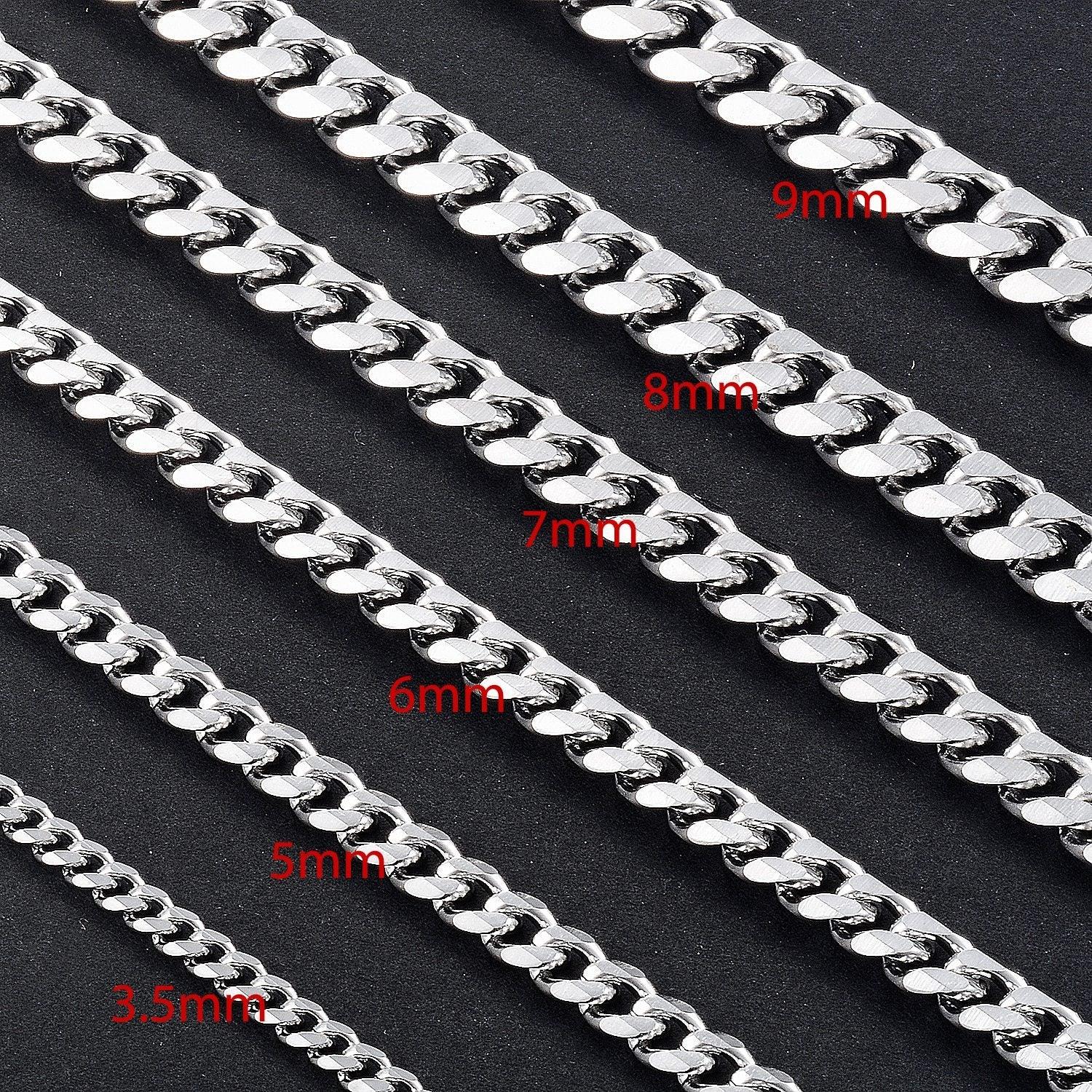 Never Fade 925 Stainless Steel  Chain Necklace Waterproof  Men Link Curb Chain Gift Jewelry