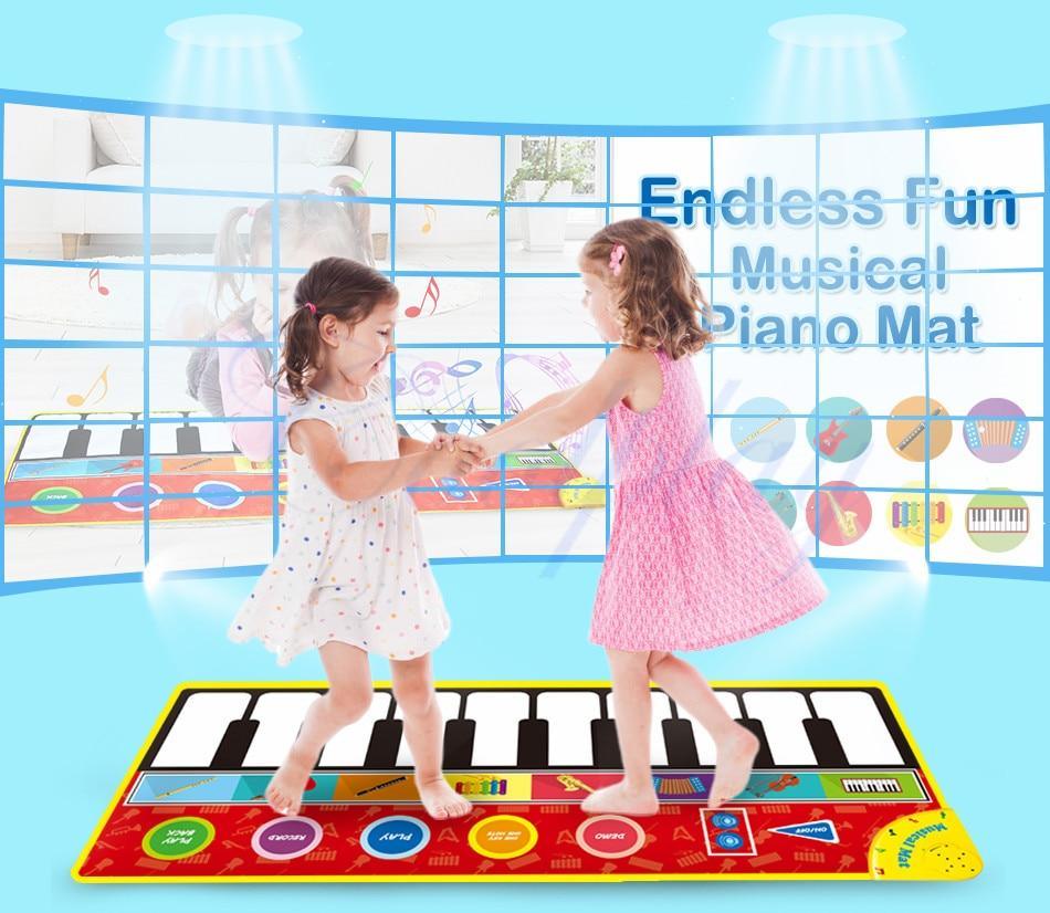 Big Size Music Piano Carpets & 8 Instruments Guitar Accordion Violin Sounds  Musical Play Mat Educational Toy For Kids