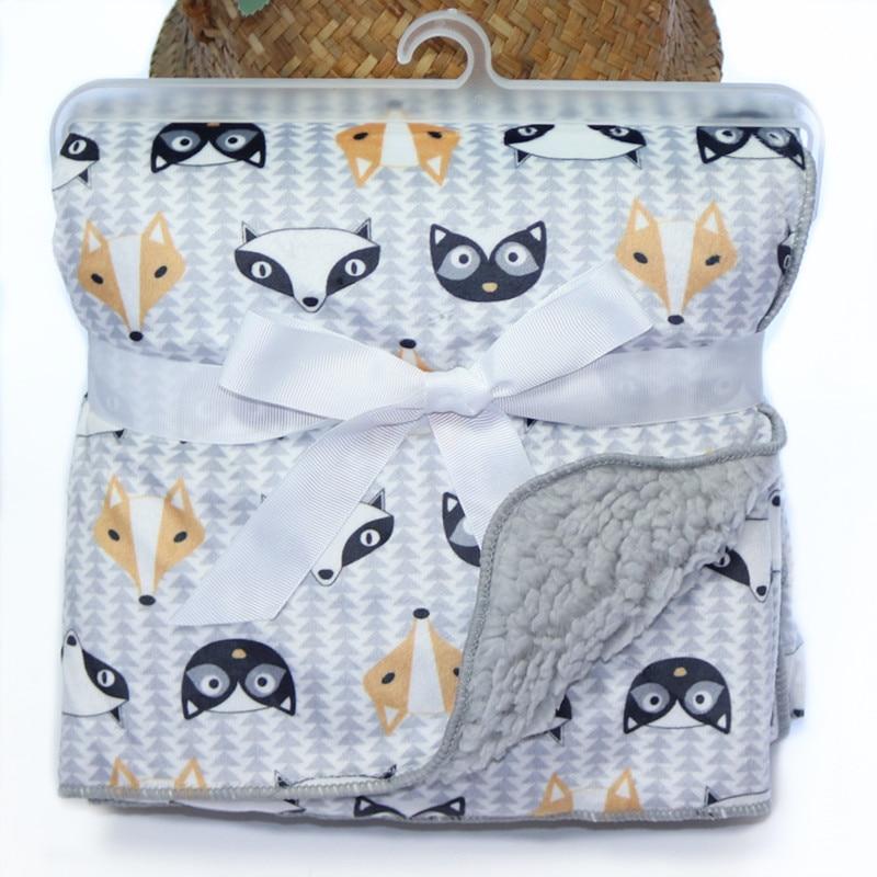 Baby Blankets New Layer Coral Fleece Infant Swaddle  Wrap Owl Printed Newborn Baby Bedding Blanket