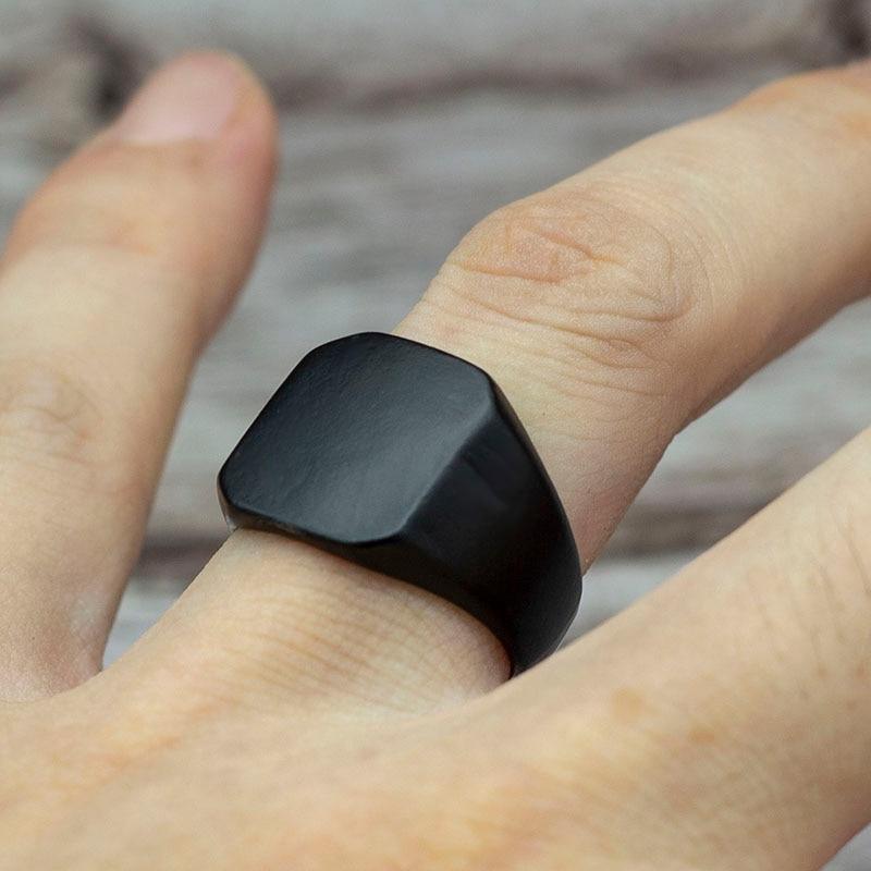 Fashion Simple Style Black Biker Luxury Stainless Steal Square Ring Classic Ring Wedding Engagement Jewelry Style