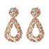 New Long Metal Hollowed-out Hanging Colorful Crystals Dangle Drop Earrings Fine Jewelry Accessories For Women