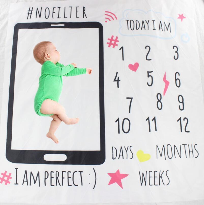 Baby Monthly Growth Milestone Blanket Photography Requirements Background Towel Cute Memory Carpet