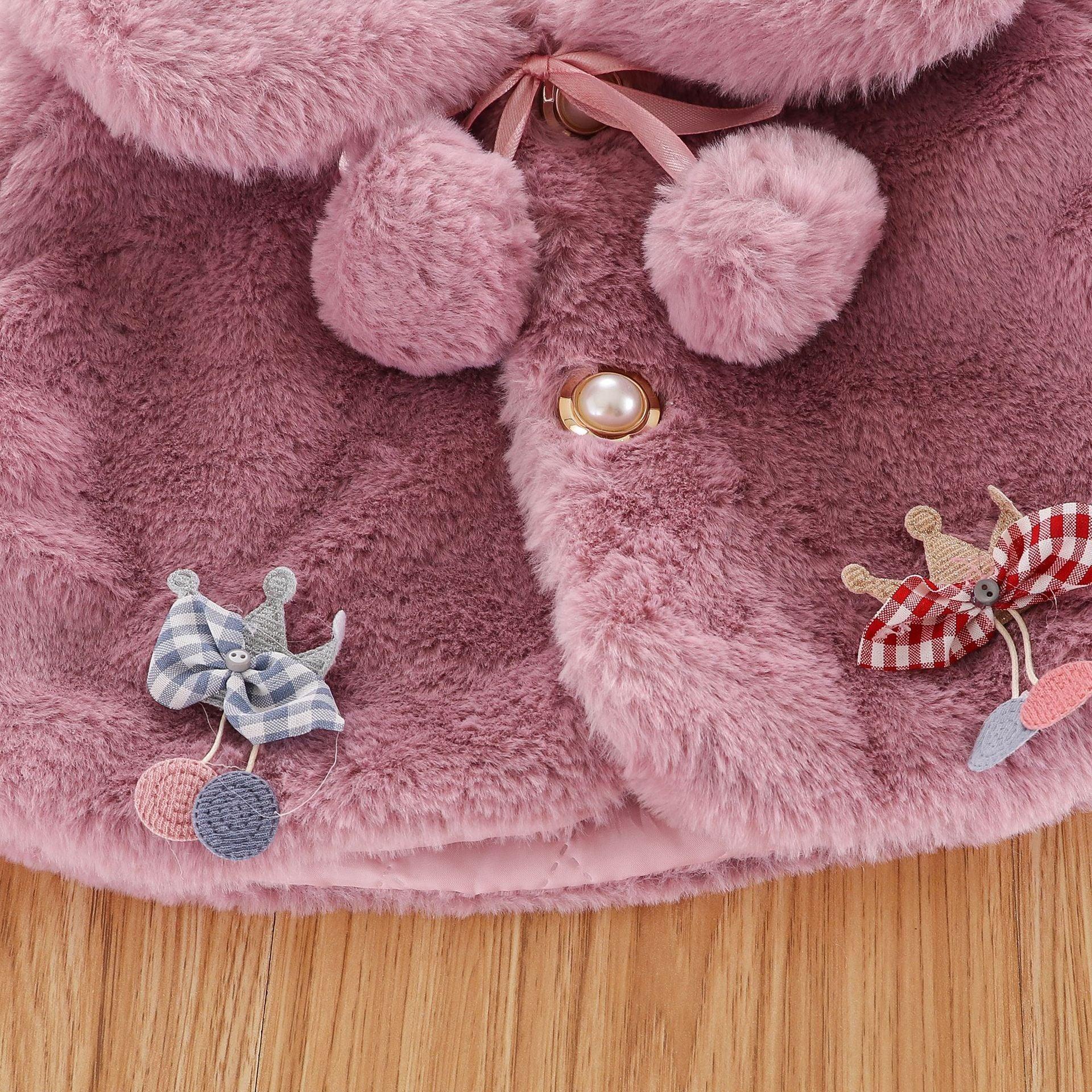 New Luxury Baby Warm Cute Princess Fur Cloak  Jacket For Baby Girls In Elegant Winter Design