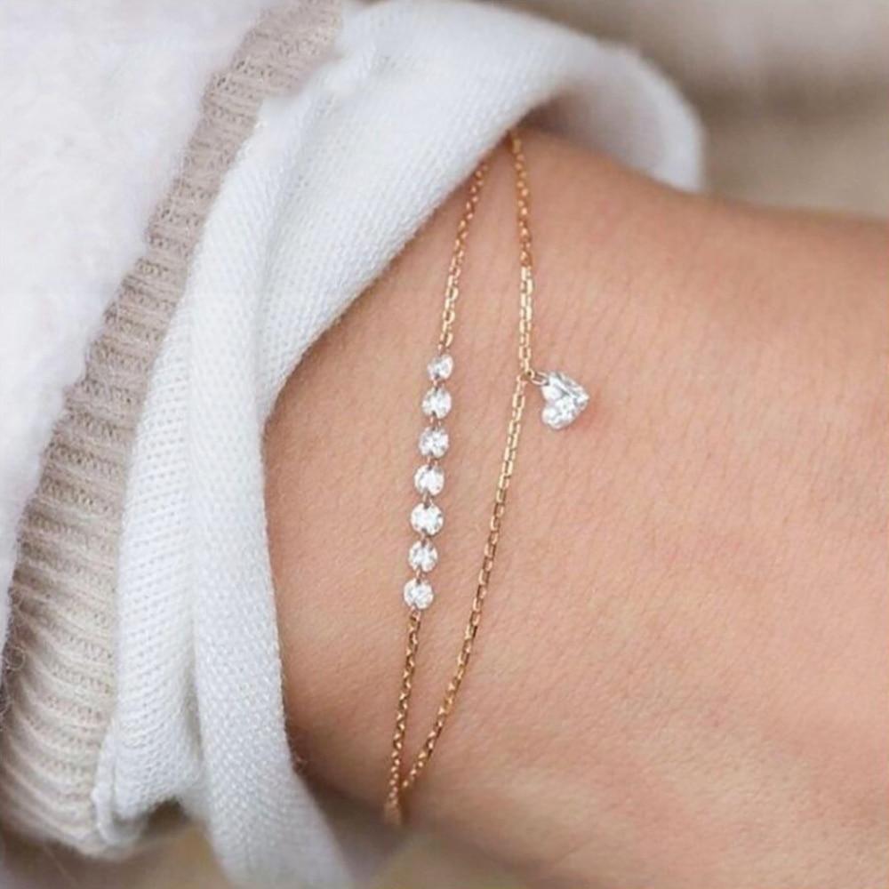 Fashion Bohemia Leaf Round Knot Cuff Bangle Gold Chain Charm Bracelet  for Women Simple Geometric Bracelets Luxury Jewelry