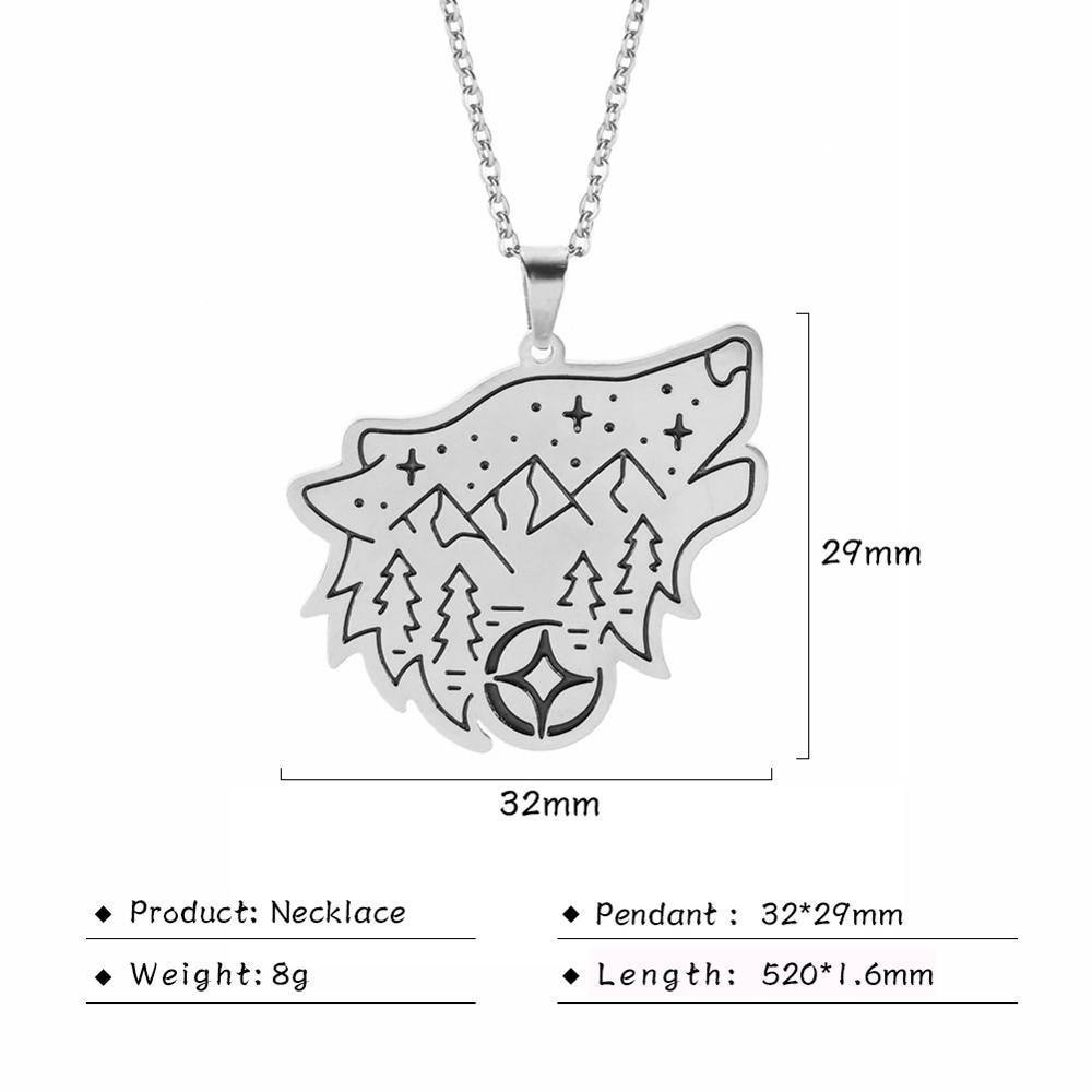 Amazing Wolf Animal Necklace 316L Stainless Steel Forest Animals Luxury For Men Elegant Necklace Hollow Cut Out Pendant Jewelry Gift For Women