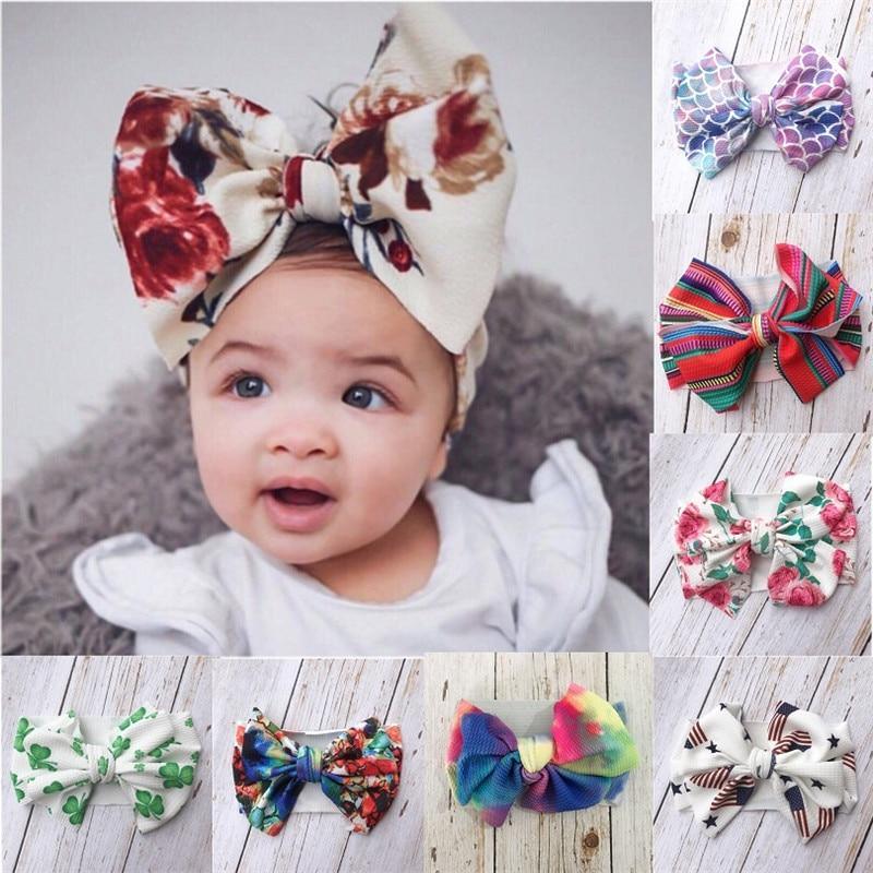 Luxury Modern printed Baby Girls Bow Hairband Turban Knot  Headband Girl Headwear Newborn Girl Turban Hairband For Girls