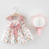 Luxury Modern Baby Girls Dresses With Hat 2pcs Clothes Sets Kids Clothes Baby Sleeveless Dress Print Floral Fruit Design Style