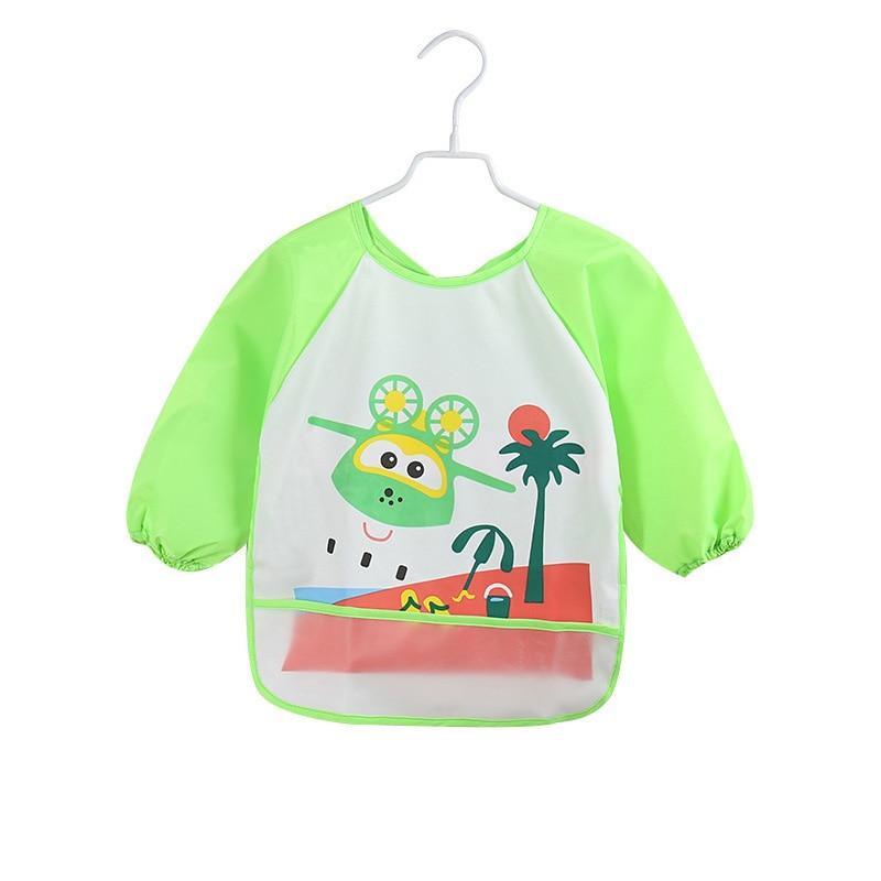 Cute Cartoon Print Baby Waterproof Long Sleeve Apron Children Feeding Smock Bib Baby Accessories