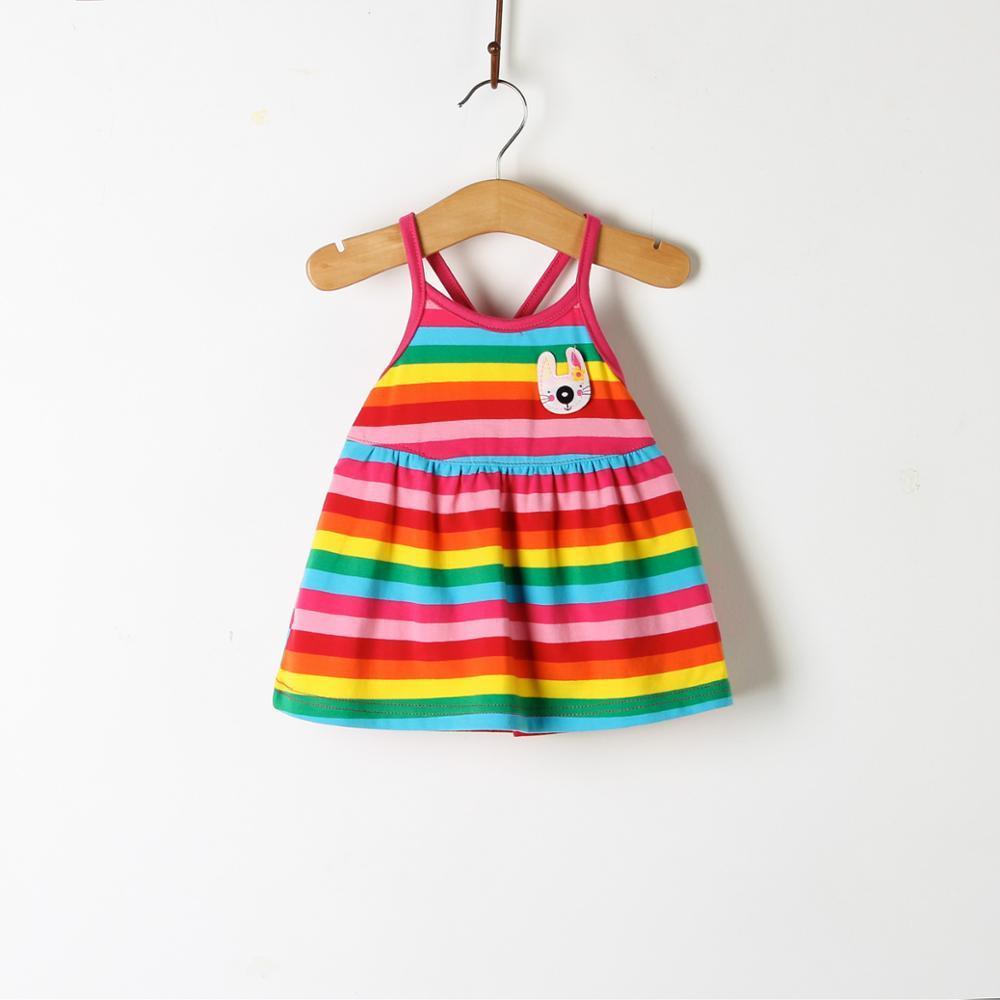 Children's Wear Dress Girls  Dresses For Party and Wedding with 100% Cotton Striped Lapel Fly Sleeves