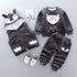 Baby Clothes Winter Thick And Warm Three-piece Cartoon Bear And Fox Printed Sweater Hooded Baby Girl Clothing Set Sweater and Pants