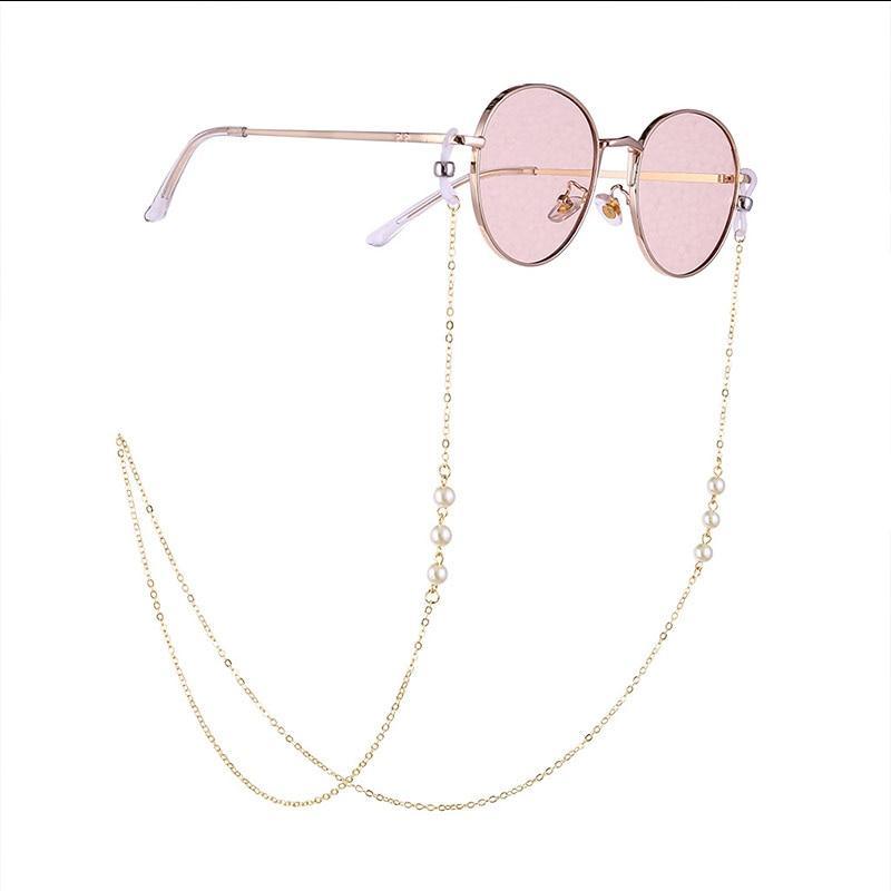 Luxury Modern Elegant Woman Glasses Chain Eyeglass Strap For Sunglasses With Pearls Alloy Anti-Slip Band