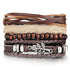 BOHO Tibet Stone Feather Multilayer Leather Bracelet Eye Fish Charms Beads Bracelets For Men Vintage Punk Wrap Wristband Cool Jewelry